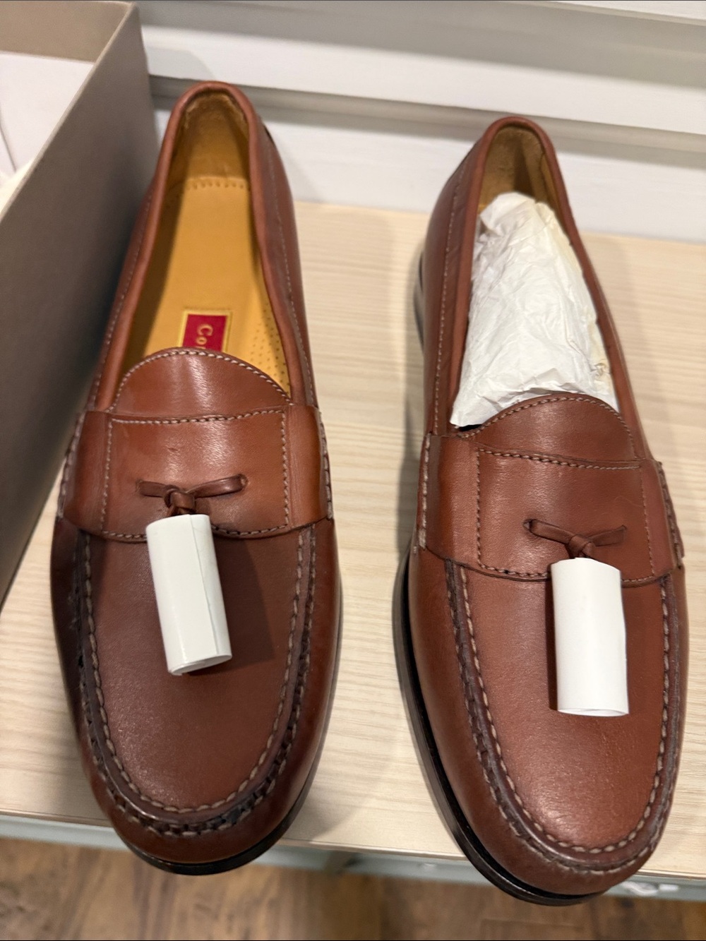 Cole Haan Men's Chestnut Brown Leather Tassel Penny Loafers 11.5 D